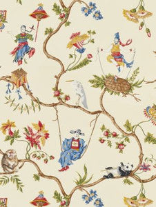 Scalamandre Wallpaper Ming Circus Multi On Beige