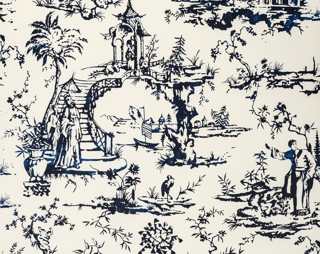 Summer Palace Porcelain SCWP883570001 by Scalamandre Designer Wallpaper