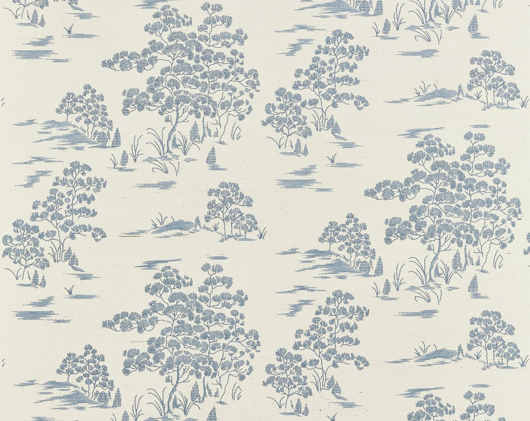 Katsura Embroidered Toile Sky SCWP884450001 by Scalamandre Designer Wallpaper