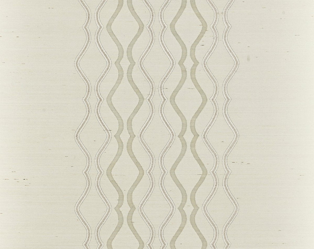Valentina Embellished Sisal Frost SCWP884470001 by Scalamandre Designer Wallpaper