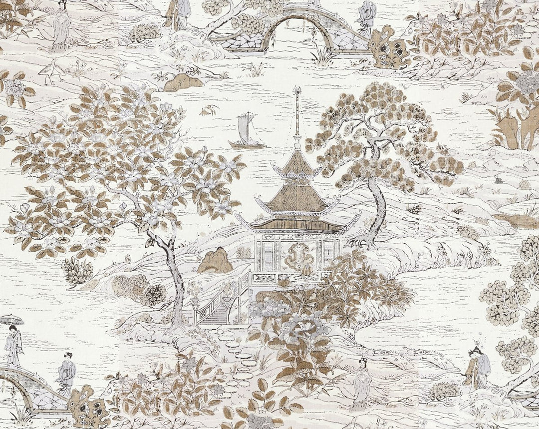 Satomi | Wallcovering Pewter SCWP885540001 by Scalamandre Designer Wallpaper