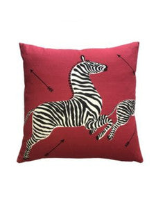 Scalamandre Pillows Zebras Outdoor Pillow 22 X 22 - Masai Red
