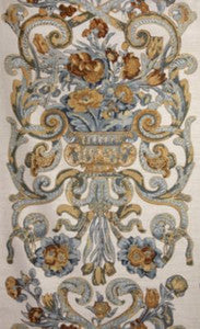 Scalamandre Fabric Baroque Floral Canvas Multi Blue & Oakwood