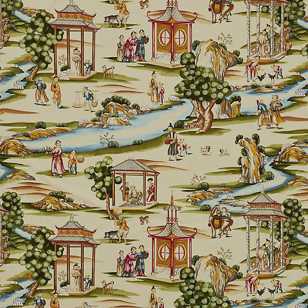 Shanghai Cotton Print/Multi On Tea Stain Sc 000216264 by Scalamandre
 Fabric 100% COTTON ITALY LIGHT DUTY Horizontal: 39" and Vertical: 51" 54.5" - Fabric Carolina -