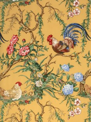Chanticleer Mustard SC163600002 by Scalamandre Designer Fabric 100% COTTON SWITZERLAND MEDIUM DUTY Horizontal: 31" and Vertical: 27" 54 - Swanky Fabrics -
