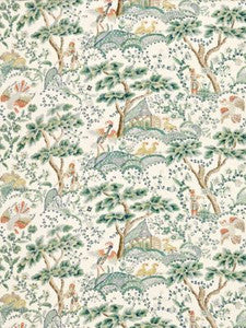 Scalamandre Fabric Kelmescott Hand Block Print Leaf On Ivory