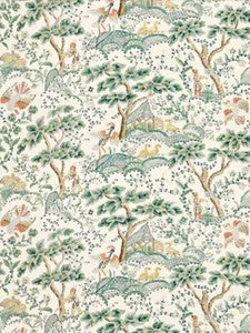 Scalamandre Fabric Kelmescott Hand Block Print Leaf On Ivory