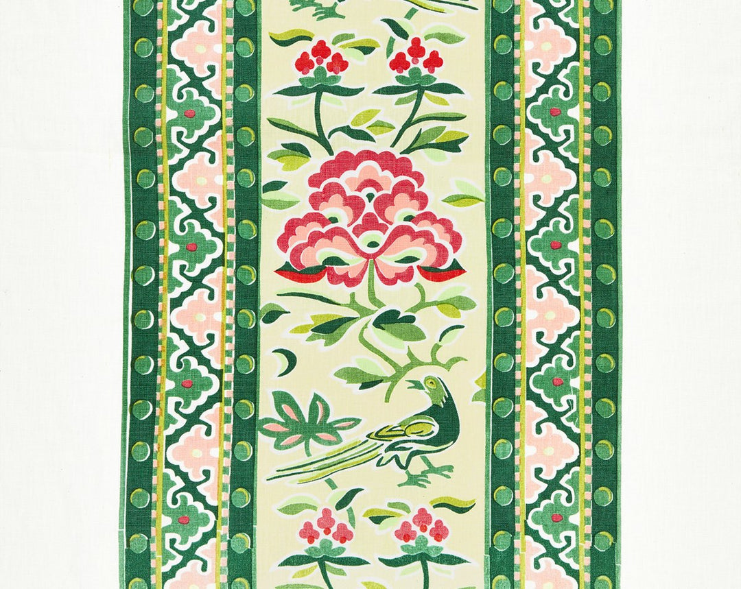 Royal Peony Linen Print Spring Green SC166130002 by Scalamandre Designer Fabric