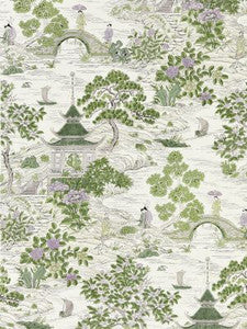 Scalamandre Fabric Satomi Hand Block Print Lavender & Citron