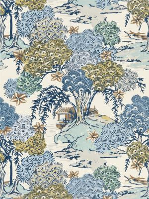 Sea Of Trees Print Blue Ridge SC166270002 by Scalamandre Designer Fabric PACIFICA 60% LINEN 30% COTTON 10% NYLON UNITED KINGDOM MEDIUM DUTY Horizontal: 26.75" and Vertical: 27.5" 55 - Swanky Fabrics -
