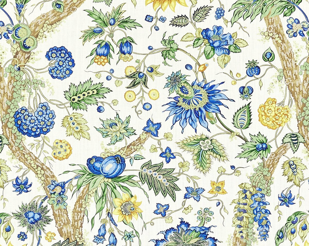 Fleurs Tropicales Blue And Gold SC166470002 by Scalamandre Designer Fabric