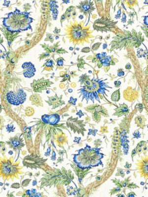 Fleurs Tropicales Blue And Gold SC166470002 by Scalamandre Fabric THE METROPOLITAN MUSEUM OF ART 100% LINEN UNITED KINGDOM MEDIUM DUTY Horizontal: 53.7" and Vertical: 27.5" 55 - Fabric Carolina -