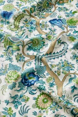 Metropolitan Palampore Print Aegean SC166490002 by Scalamandre Fabric THE METROPOLITAN MUSEUM OF ART 100% LINEN THAILAND MEDIUM DUTY Horizontal: 44.5" and Vertical: 27" 54 - Fabric Carolina -