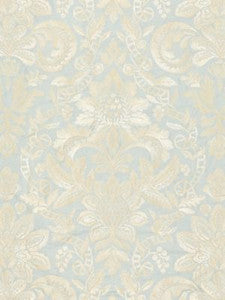 Scalamandre Fabric Elizabeth Damask Embroidery Aquamarine