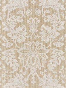 Scalamandre Fabric Metalline Damask Flax