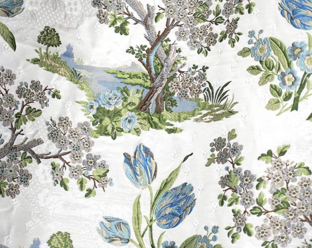 Avignon Brocade Porcelain On White SC273220002 by Scalamandre Designer Fabric