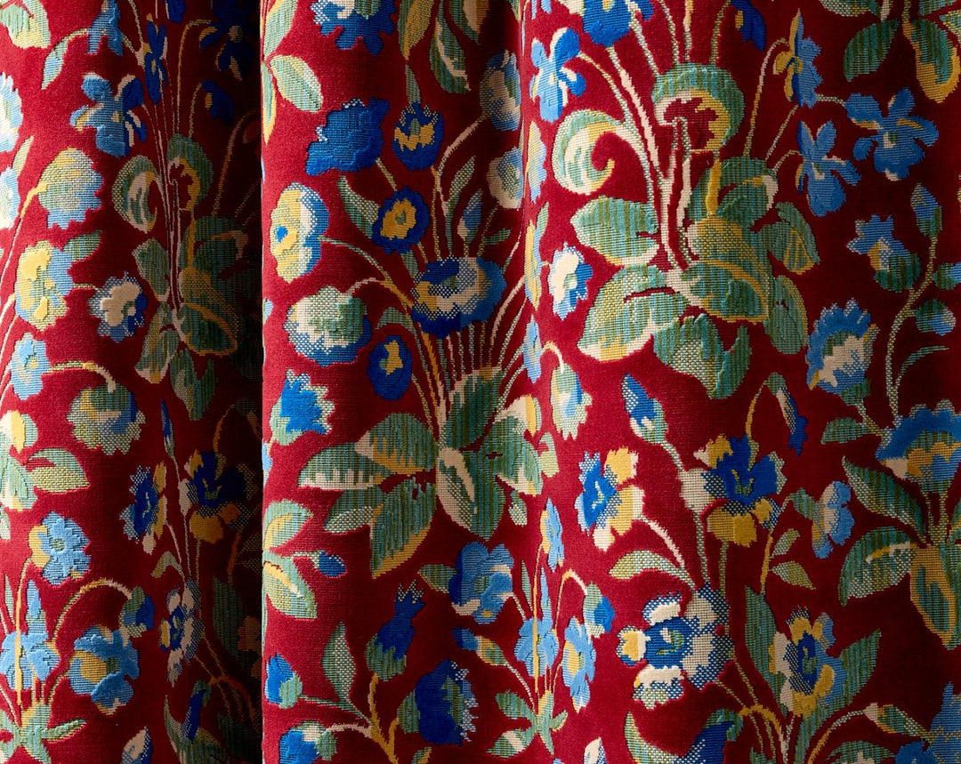 Millefleur Velvet Ruby Cobalt SC273280002 by Scalamandre Designer Fabric