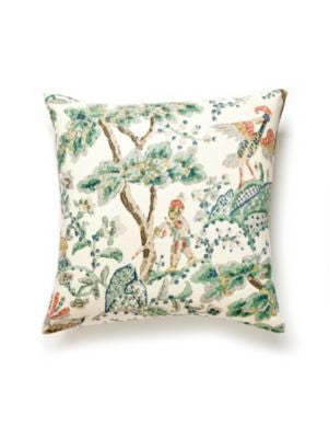 Kelmescott Hand Block Pillow 22 X 22 - Leaf On Ivory SCKELMPILL0002 by Scalamandre Designer Pillows 100% LINEN U.S.A. LIGHT DUTY Horizontal: and Vertical: 0 - Swanky Fabrics -
