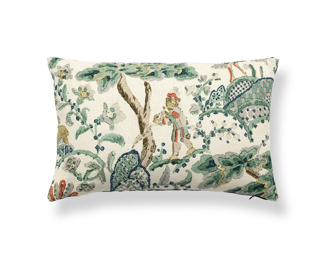 Kelmescott Hand Block Pillow 14 X 22 - Leaf On Ivory SCLBDK165900002 by Scalamandre Designer Pillow