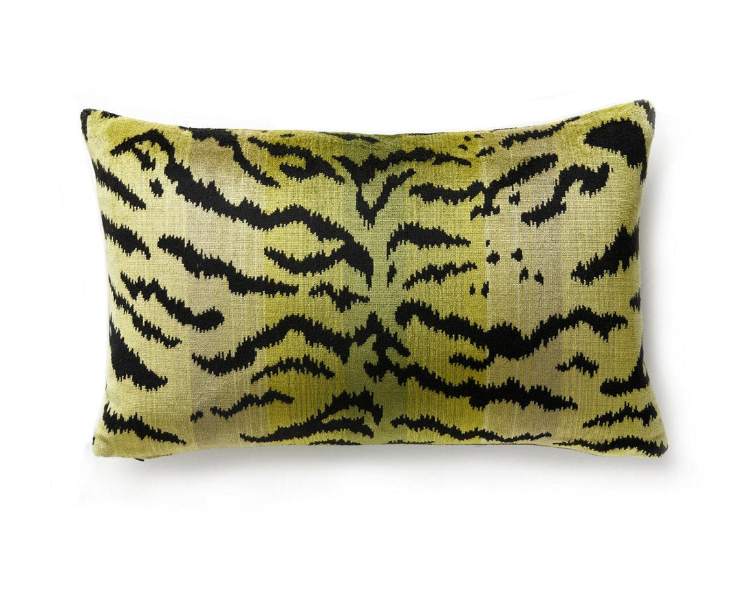 Tigre | Silk Pillow 14 X 22 - Greens & Black SCLBDKSITIG0002 by Scalamandre Designer Pillow