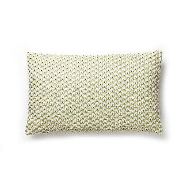 Fleur Embroidery Lumbar Celery by Scalamandre
 Pillow Scalamandre
 Pillow Fleur Embroidery Lumbar CeleryPillow 63% POLYESTER 37% LINEN USA </p><p>Repeat: H: .75", V: 1.375" 50.75" - Fabric Carolina -