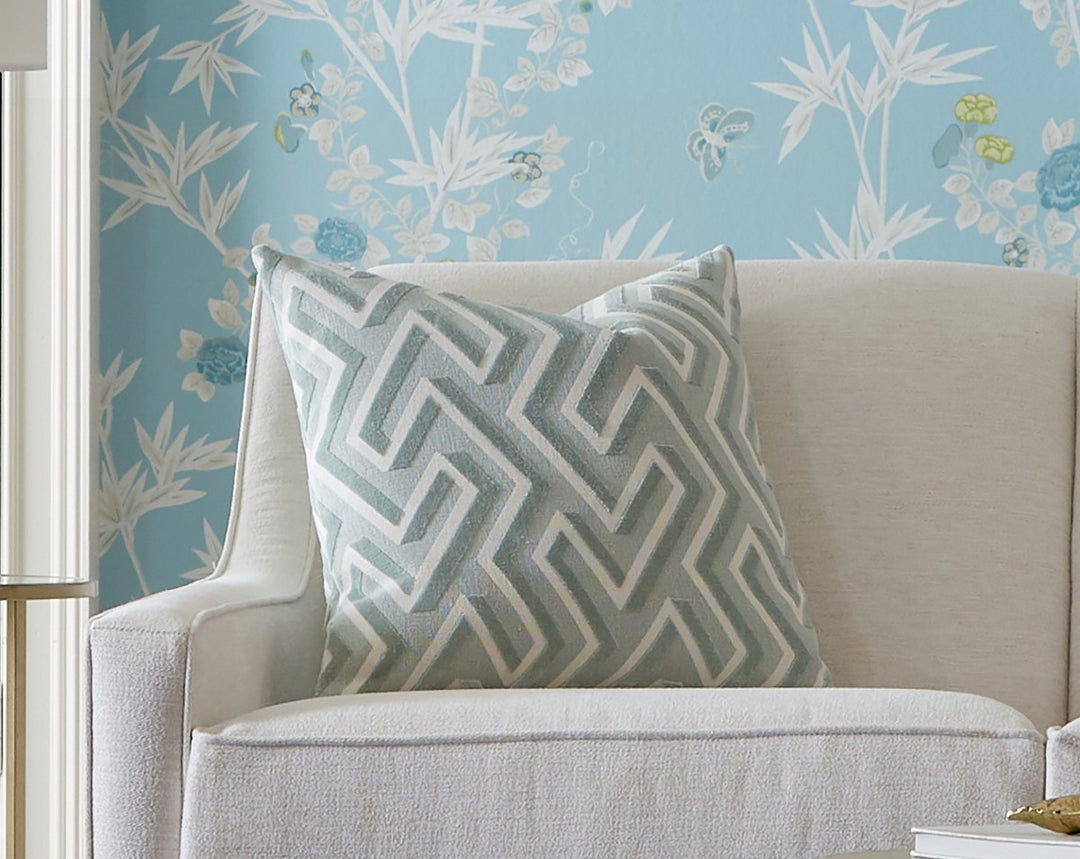 Maze Velvet Pillow 22 X 22 - Harbor SCMAZEPILL0002 by Scalamandre Designer Pillow