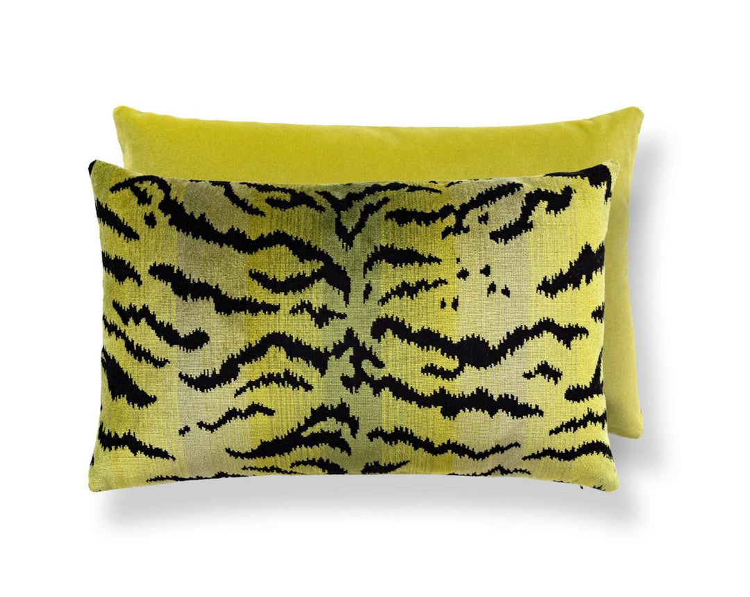 Tigre/Velvet Pillow 22 X 14 - Greens & Black / Chartreuse SCMBDK261670002 by Scalamandre Designer Pillow