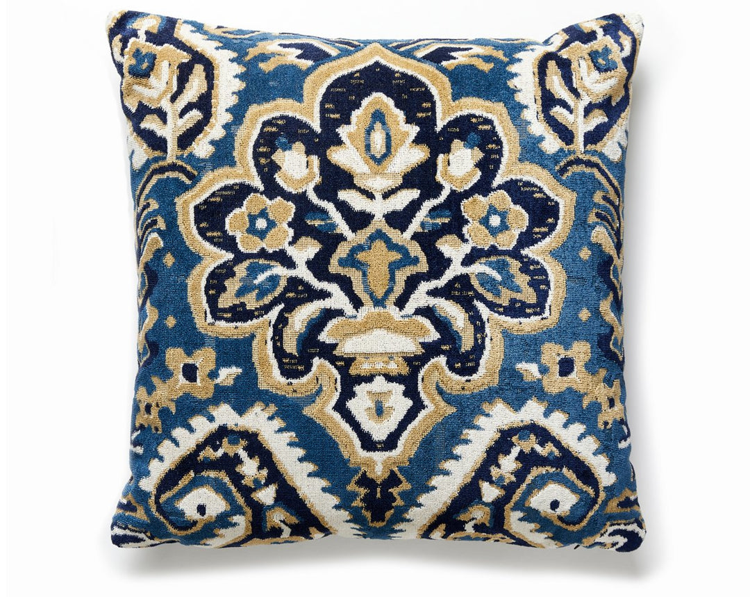 Oushak Linen Velvet Pillow 22 X 22 - Indigo SCOUSHPILL0002 by Scalamandre Designer Pillow