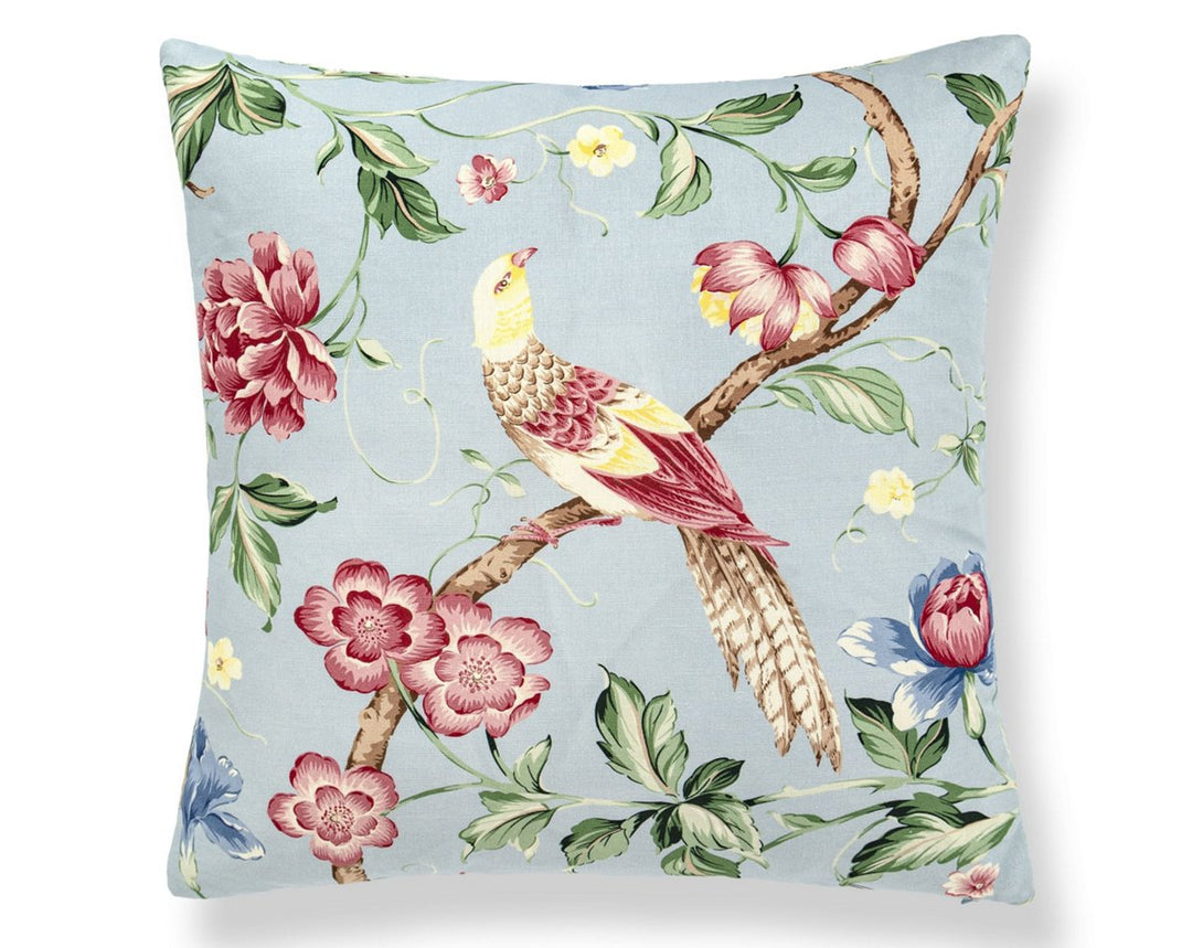Orienteaux Pillow 22 X 22 - Rose & Blue On Glacier Blue SCSDDK163000002 by Scalamandre Designer Pillow