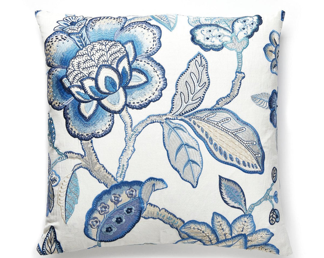 Coromandel Embroidery Pillow 22 X 22 - Porcelain SCSDDK271260002 by Scalamandre Designer Pillow