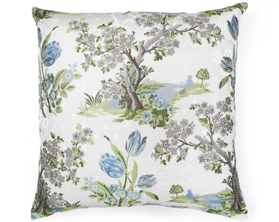 Avignon Brocade Pillow 22 X 22 - Porcelain On White SCSDDK273220002 by Scalamandre Designer Pillow