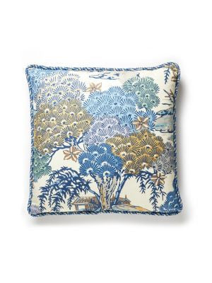Sea Of Trees Pillow 22 X 22 - Blue Ridge SCSEAOTPILL0002 by Scalamandre Designer Pillows 60% LINEN 30% COTTON 10% NYLON Horizontal: and Vertical: 0 - Swanky Fabrics -