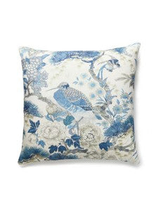 Scalamandre Pillows Shenyang Linen Print Pillow 22 X 22 - Porcelain