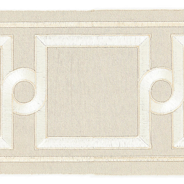 Square Link Embroidered Tape/Sand Sc 0002T3287 by Scalamandre
 Trim MERCHANTE 70% COTTON 30% RAYON INDIA LIGHT DUTY Horizontal: 5.25" and Vertical: 6.25" - Fabric Carolina -