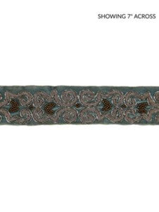 Scalamandre Trim Zardozi Velvet Tape Mineral & Pewter