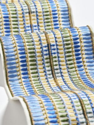 Amarna Embellished Tape Nile Blue SCT33360002 by Scalamandre Trim THE METROPOLITAN MUSEUM OF ART 80% LINEN 10% VISCOSE 10% BEADS INDIA LIGHT DUTY Horizontal: 2.5" and Vertical: 0" 5.25 - Fabric Carolina -