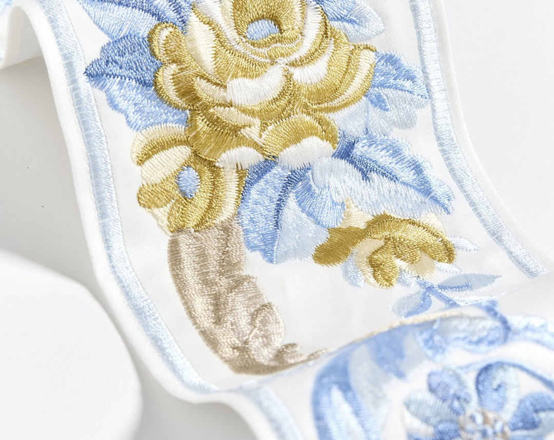 Reine Embroidered Tape Gold And Blue SCT33420002 by Scalamandre Designer Trim