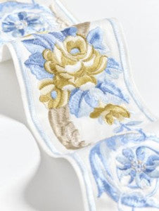 Reine Embroidered Tape Gold And Blue SCT33420002 by Scalamandre Trim