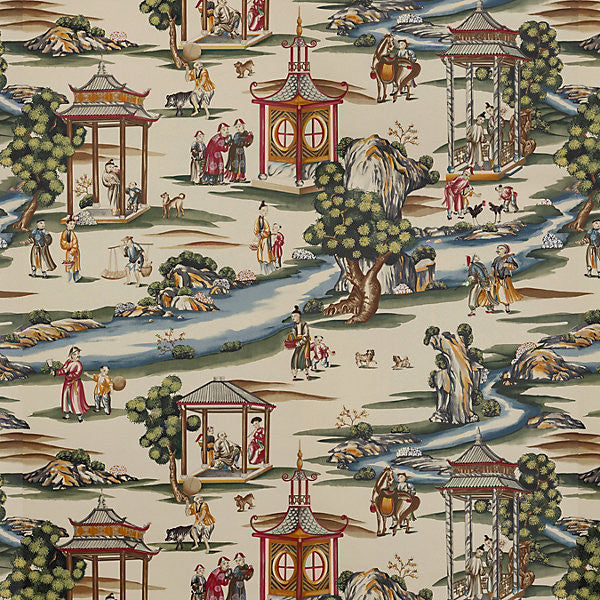 Shanghai/Multi On Tea Stain Sc 0002Wp81584A by Scalamandre
 Wallpaper USA Horizontal: 39" and Vertical: 25.5" 25.5" - Fabric Carolina -