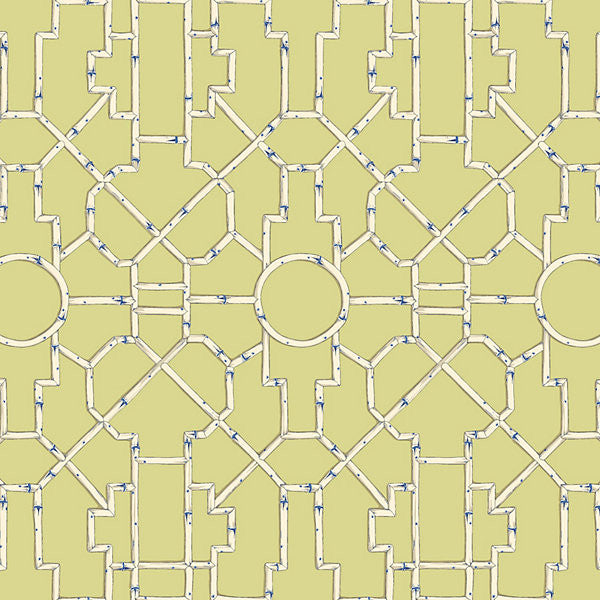 Baldwin Bamboo/Cream & Blue On Lettuce Sc 0002Wp81630 by Scalamandre
 Wallpaper USA Horizontal: 55.5" and Vertical: 27" 27" - Fabric Carolina -