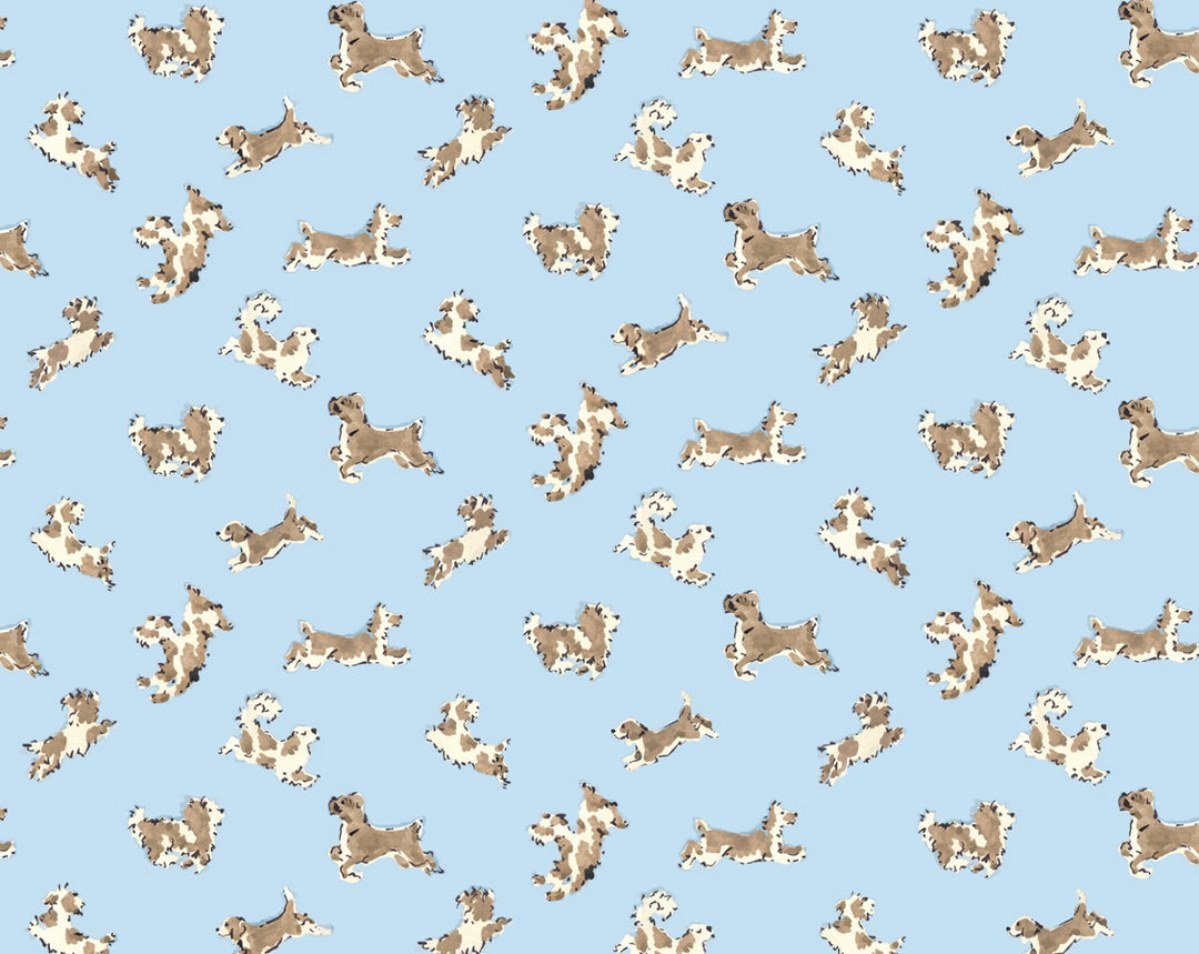 Fete De Chien Light Blue And Suede SCWP88183D0002 by Scalamandre Designer Wallpaper