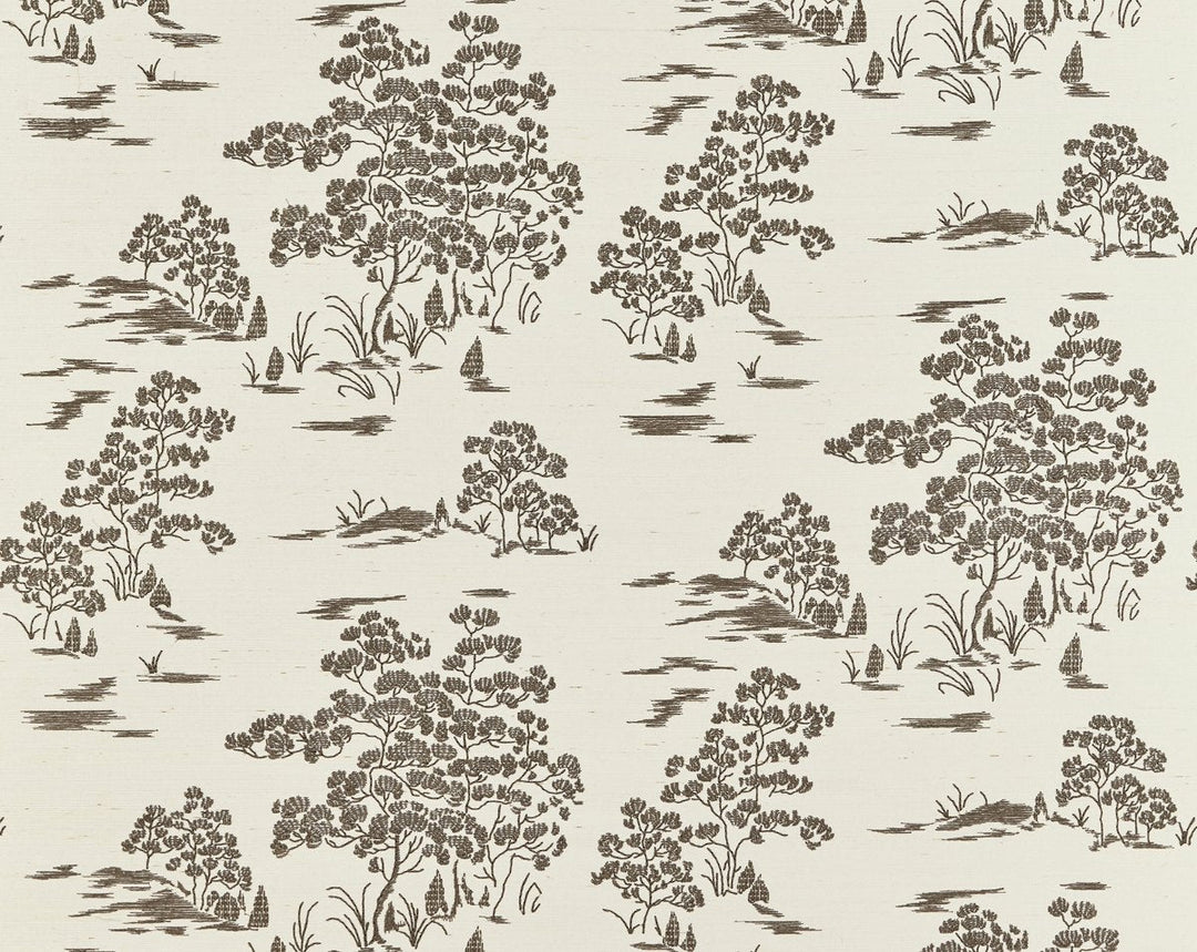 Katsura Embroidered Toile Bark SCWP884450002 by Scalamandre Designer Wallpaper
