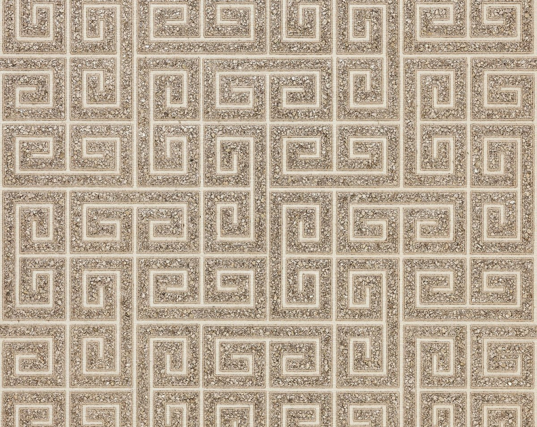 Fret Mosaic Grasscloth Tiger Eye SCWP885570002 by Scalamandre Designer Wallpaper