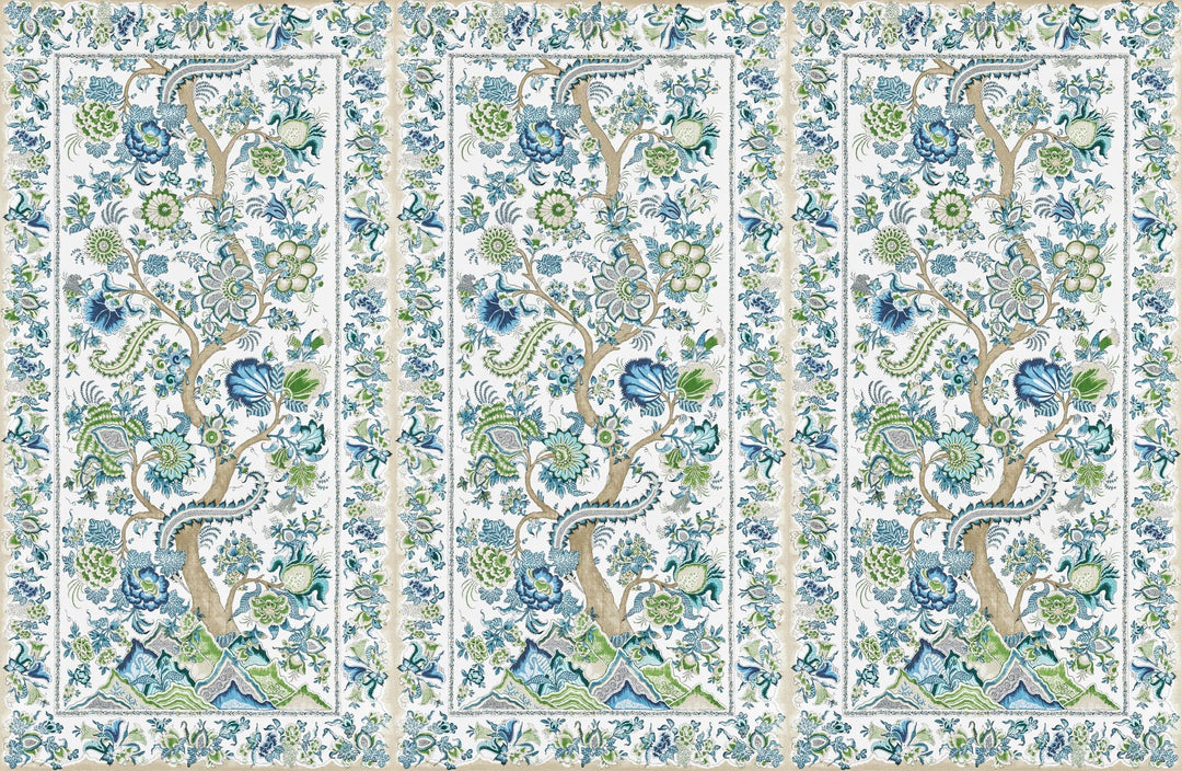 Metropolitan Palampore Mural Aegean SCWP885670002 by Scalamandre Designer Wallpaper