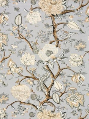 Pondicherry Linen Print Mineral SC165560003 by Scalamandre Designer Fabric ORIANA 100% LINEN UNITED KINGDOM LIGHT DUTY Horizontal: 40.75" and Vertical: 27" 54 - Swanky Fabrics -