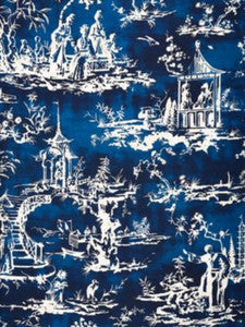 Scalamandre Fabric Summer Palace Print Indigo