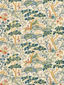Scalamandre Fabric Kelmescott Hand Block Print Peacock On Sand