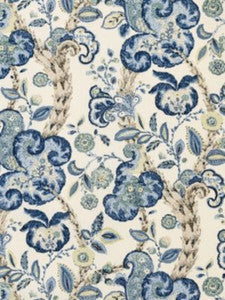 Scalamandre Fabric Cumbria Hand Block Print China Blue On Ivory