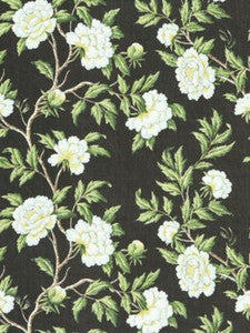 Scalamandre Fabric Peonia Linen Print Onyx