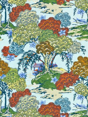 Sea Of Trees Print Kaleidescope SC166270003 by Scalamandre Designer Fabric PACIFICA 60% LINEN 30% COTTON 10% NYLON UNITED KINGDOM MEDIUM DUTY Horizontal: 26.75" and Vertical: 27.5" 55 - Swanky Fabrics -